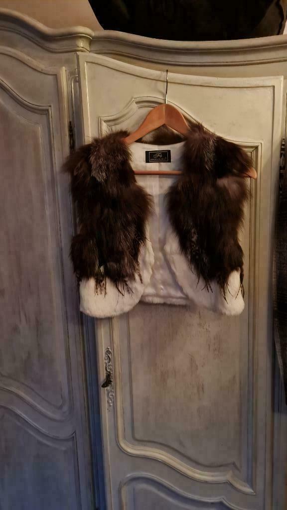 angeliique - gillet in pels met oa pluimen, Kleding | Dames, Jassen | Winter, Nieuw, Maat 42/44 (L), Wit, Ophalen of Verzenden