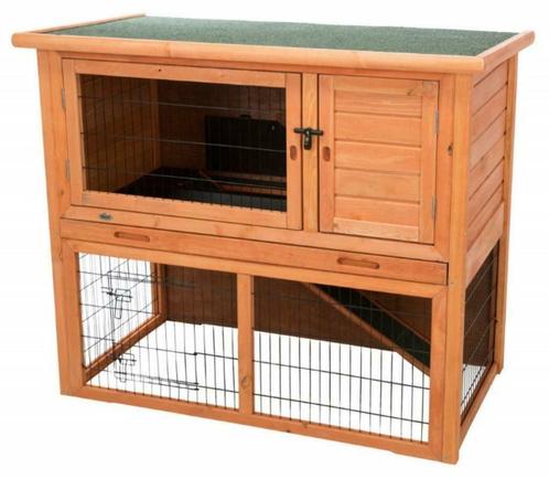 Clapier à lapins en bois Natura XL Marron, Animaux & Accessoires, Rongeurs & Lapins | Cages & Clapiers, Neuf, Niche, 90 cm ou plus