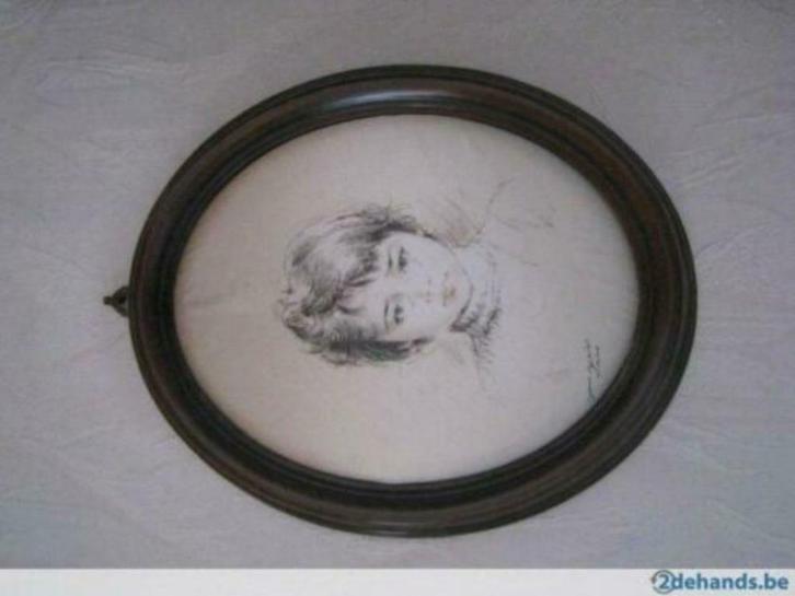 Cadre ovale avec enfant qui pleure, Antiquités & Art, Curiosités & Brocante, Enlèvement ou Envoi