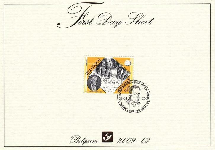 Année 2009 : FDS 2009-03 - 3879 - Louis Braille, Postzegels en Munten, Postzegels | Europa | België, Ophalen of Verzenden