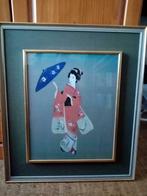 Peinture traditionnel japonaise  sur  soie "Bijing-ga" 1950, Enlèvement