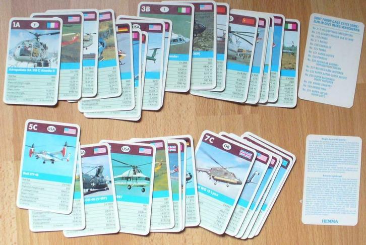 KWARTETSPEL HELICOPTERS - SCHMID 213 - HELIKOPTERS LEGER, Verzamelen, Luchtvaart en Vliegtuigspotten, Gebruikt, Kaart, Foto of Prent