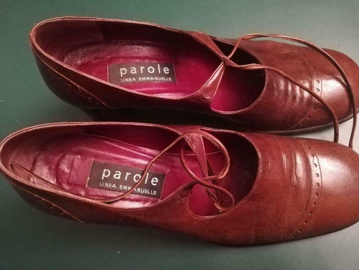 Kwaliteitsvolle lederen schoenen merk Parole Linea Emmanuele, Kleding | Dames, Schoenen, Zo goed als nieuw, Bruin, Ophalen of Verzenden
