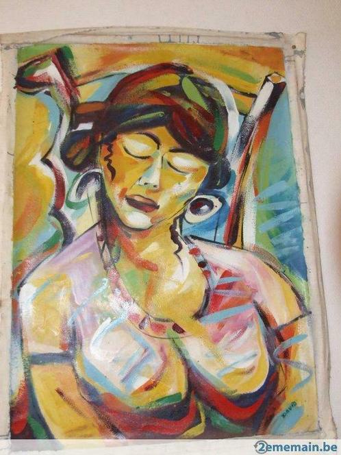Toile et peinture à l huile "danseuse des Iles caraibes", Antiquités & Art, Art | Peinture | Moderne, Enlèvement