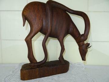 Sculptures statue en bois antilope et serpent art curio, Enlèvement ou Envoi