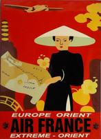 Cadre mural publicité retro Air France Europe Orient F16, Enlèvement ou Envoi