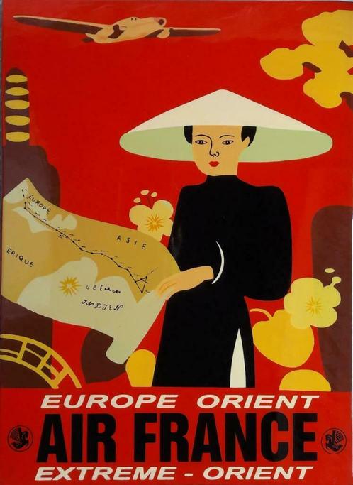 Cadre mural publicité retro Air France Europe Orient F16, Antiquités & Art, Curiosités & Brocante, Enlèvement ou Envoi