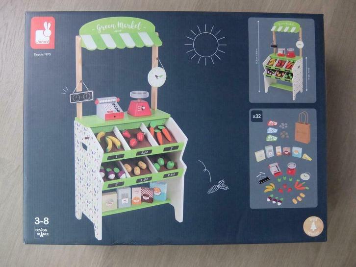 Janod - Houten speelgoed marktkraampje. Nieuw! (NP 105 euro), Kinderen en Baby's, Speelgoed | Buiten | Speelhuisjes, Nieuw, Hout