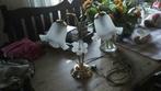 Mooie koperen tafellamp met 2 lampen, Huis en Inrichting, Lampen | Kroonluchters, Ophalen of Verzenden