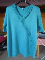 Blouse manche court aspect tricot turquoise taille L, Vert, Porté, Tricot Venetia Charlotte, Taille 42/44 (L)