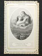 Kanten Devotieprentje 1881 Jezus met Aureool en kind., Bidprentje, Ophalen of Verzenden
