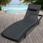 Chique Comfortabele Polyrotan Wicker Zonne-Ligbed Zwart, Ophalen of Verzenden, Nieuw, Wicker