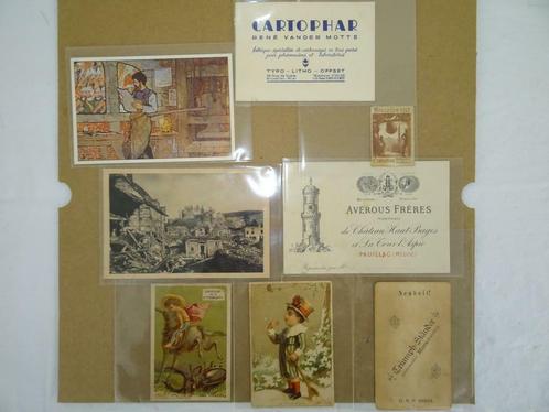 Collectie antiek curiosa antieke reclameprenten en postzegel, Antiek en Kunst, Antiek | Overige Antiek, Ophalen of Verzenden