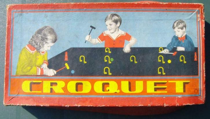 Jeu de Croquet vintage: 4 maillets + boules bois + piquets, Enfants & Bébés, Jouets | Jouets en bois, Utilisé, Autres types, Enlèvement ou Envoi