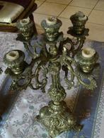 Set van 2 messing 5 armige kandelaars - antiek - 19e eeuw, Ophalen of Verzenden, Koper of Brons