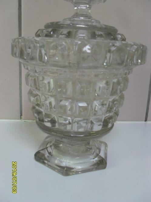 oud glazen potje met deksel, suikerpot, Antiek en Kunst, Antiek | Glaswerk en Kristal, Ophalen of Verzenden