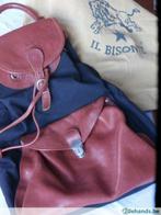 Sac à dos "IL BISONTE" cuir et toile, Bijoux, Sacs & Beauté, Utilisé, Enlèvement ou Envoi