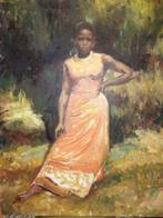 ca 1960 Madeleine DUGUET olie/doek Kongolese vrouw L portret, Ophalen