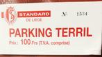 Ticket parking terril Standard Liège, Collections, Enlèvement ou Envoi