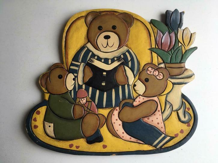 Wanddecoratie ‘moeder beer leest voor’, Kinderen en Baby's, Kinderkamer | Inrichting en Decoratie, Wanddecoratie, Ophalen of Verzenden