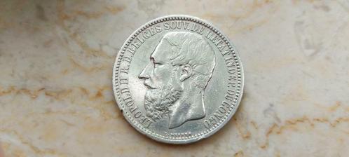 5 Francs 1896/94 Belgisch Congo / Zeldzaam !!, Timbres & Monnaies, Monnaies | Belgique, Monnaie en vrac, Argent, Argent, Enlèvement ou Envoi