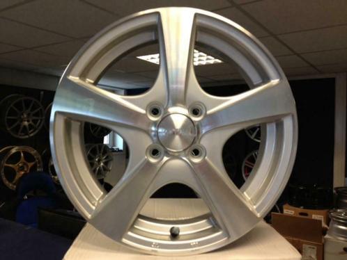 NIEUWE 15 inch 4x100 zilver polish aluminium sportwielenset, Auto-onderdelen, Overige Auto-onderdelen, Citroën, Daihatsu, Fiat