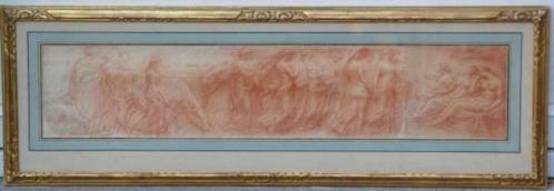 1905 Frans HUYGELEN étude sanguine bas-relief Soir et Nuit, Antiquités & Art, Art | Peinture | Classique, Enlèvement