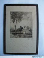 Anton Jules Van Hoecke - "Ten Lande" - Ets, Antiek en Kunst, Kunst | Etsen en Gravures