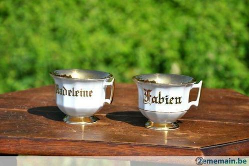 2 tasses de mariage en porcelaine de baudour, Antiquités & Art, Antiquités | Céramique & Poterie