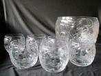 Vintage punchbowl + 6 glazen, handwerk 'Made in Italy', Ophalen