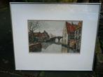 Kleurenets - 'Zicht op Brugge' -gesigneerd- circa 1930 -, Antiek en Kunst, Ophalen