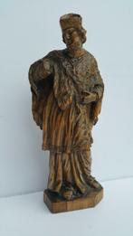 Belle statue en bois religieuse antique Nepomuk Prague 18e s, Antiquités & Art, Enlèvement ou Envoi
