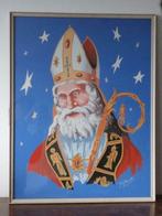 Peinture Sinterklaas encadrée derrière une vitre, Comme neuf, Enlèvement ou Envoi