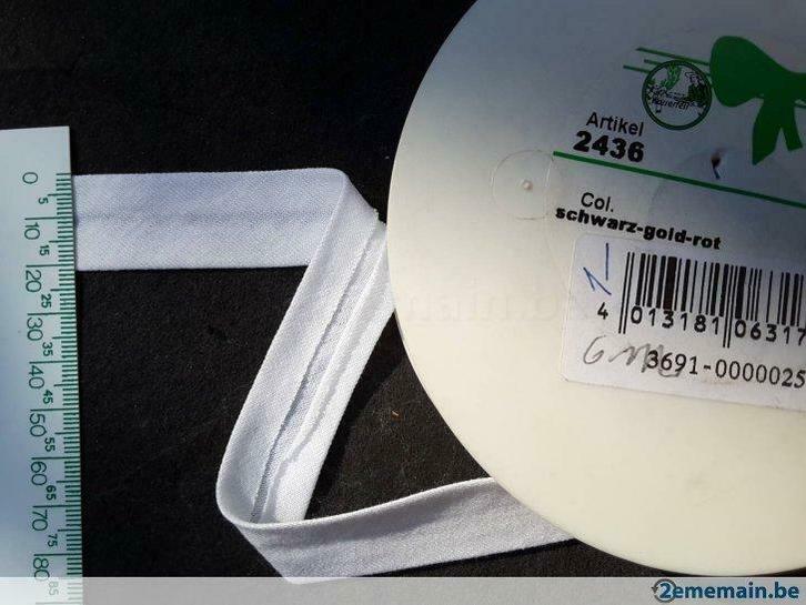 wit katoen biais 20mm gevouwen 20-9,5-9,5 mm, Hobby en Vrije tijd, Naaien en Fournituren, Nieuw, Ophalen of Verzenden