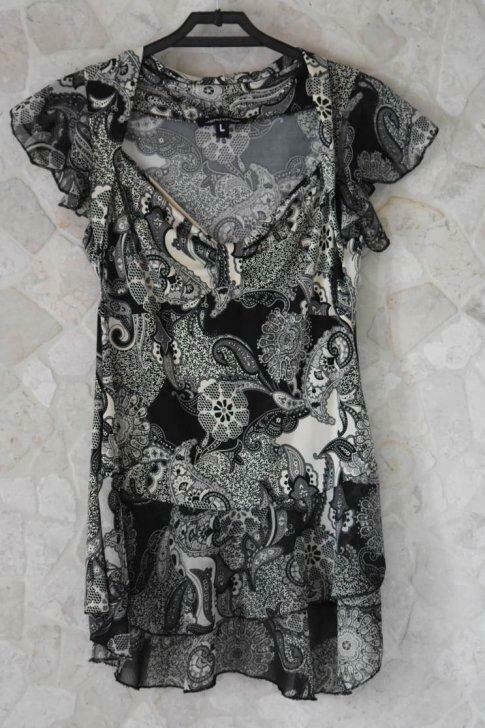 Zwart-witte blouse (overgooier) - Maat M/L, Kleding | Dames, Blouses en Tunieken, Nieuw, Maat 38/40 (M), Overige kleuren, Ophalen