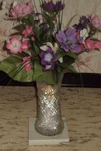 Glazen vaas met voet in marmer, Ophalen of Verzenden, Glas