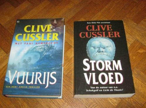2 thrillers Clive Cussler: Vuurijs + Stormvloed, Boeken, Thrillers, Gelezen, Amerika, Ophalen of Verzenden