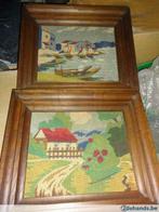 Handwerk  in originele kader (2 stuks), Hobby en Vrije tijd, Borduren en Borduurmachines, Ophalen, Gebruikt