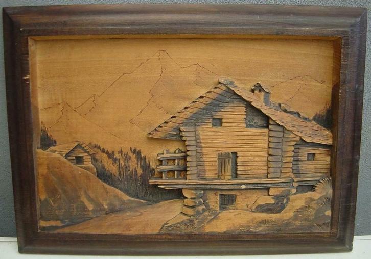 Cabane de montagne de sculpture sur bois antique d'artisan 3, Antiquités & Art, Art | Sculptures & Bois, Enlèvement ou Envoi
