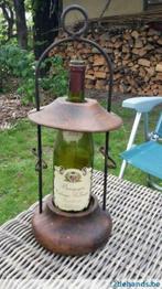 flessenhouder in massief hout en metaal, Antiek en Kunst, Ophalen