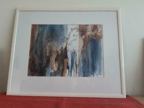 Aquarel van paarden, Antiek en Kunst, Kunst | Schilderijen | Modern, Ophalen