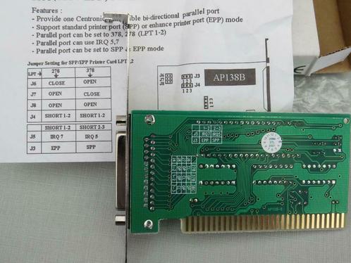 Card ISA Parallel Printer, Informatique & Logiciels, Imprimantes, Comme neuf, Imprimante, Enlèvement ou Envoi