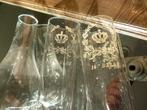 3 olielampglaasjes Christal D.L. et 14e Belge glas olielamp, Antiek en Kunst, Ophalen