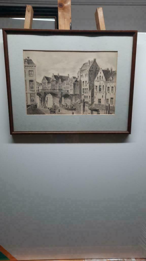 Pentekeningen  ingekleurd 3 stuks  van J. CHRISTIAENS ( Mec, Antiek en Kunst, Kunst | Schilderijen | Klassiek, Ophalen of Verzenden