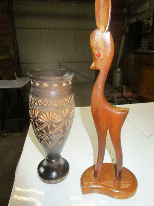 pot et bichette en bois, Antiquités & Art, Art | Sculptures & Bois, Envoi