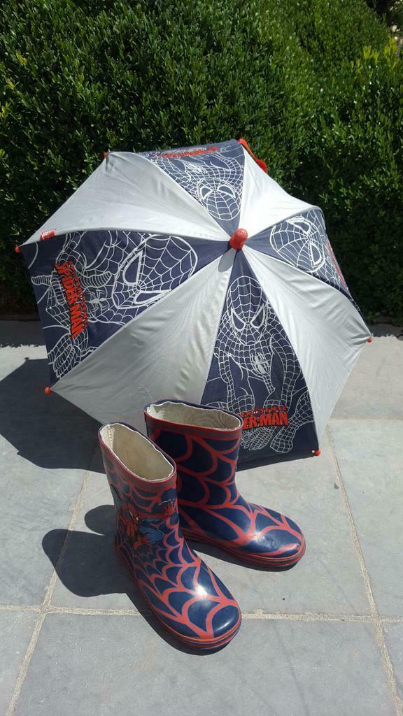 Spiderman paraplu en regenlaarzen maat 32, Kinderen en Baby's, Kinderkleding | Schoenen en Sokken, Gebruikt, Overige typen, Jongen of Meisje