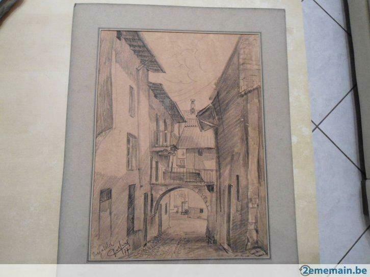 Très Beau Ancien Dessin signé original ( pas copie ) en bon, Antiek en Kunst, Kunst | Tekeningen en Fotografie