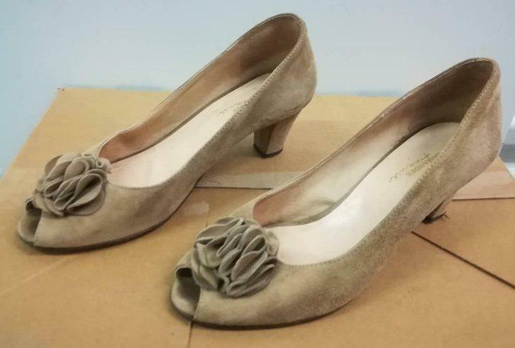 392A* SALAMANDER escarpins beiges 3x cuir peep toe (39), Kleding | Dames, Schoenen, Gedragen, Overige typen, Ophalen of Verzenden