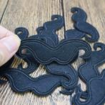 Snor moustache strijkplaatje patch kinderen - 77 x 25 mm, Verzenden, Nieuw