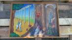 Peinture sur panneau en bois "Joseph, Marie et enfant", Antiquités & Art, Enlèvement ou Envoi